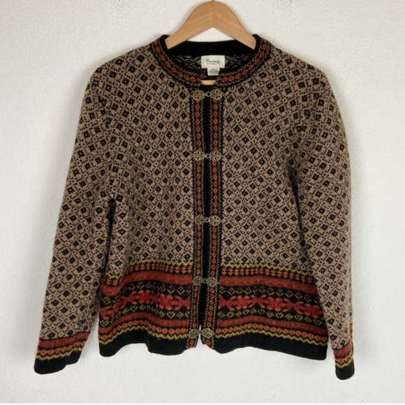 EUC 100% Wool Vintage Cambridge Dry Goods Sweater Jacket- Hook Closure - Picture 1 of 5